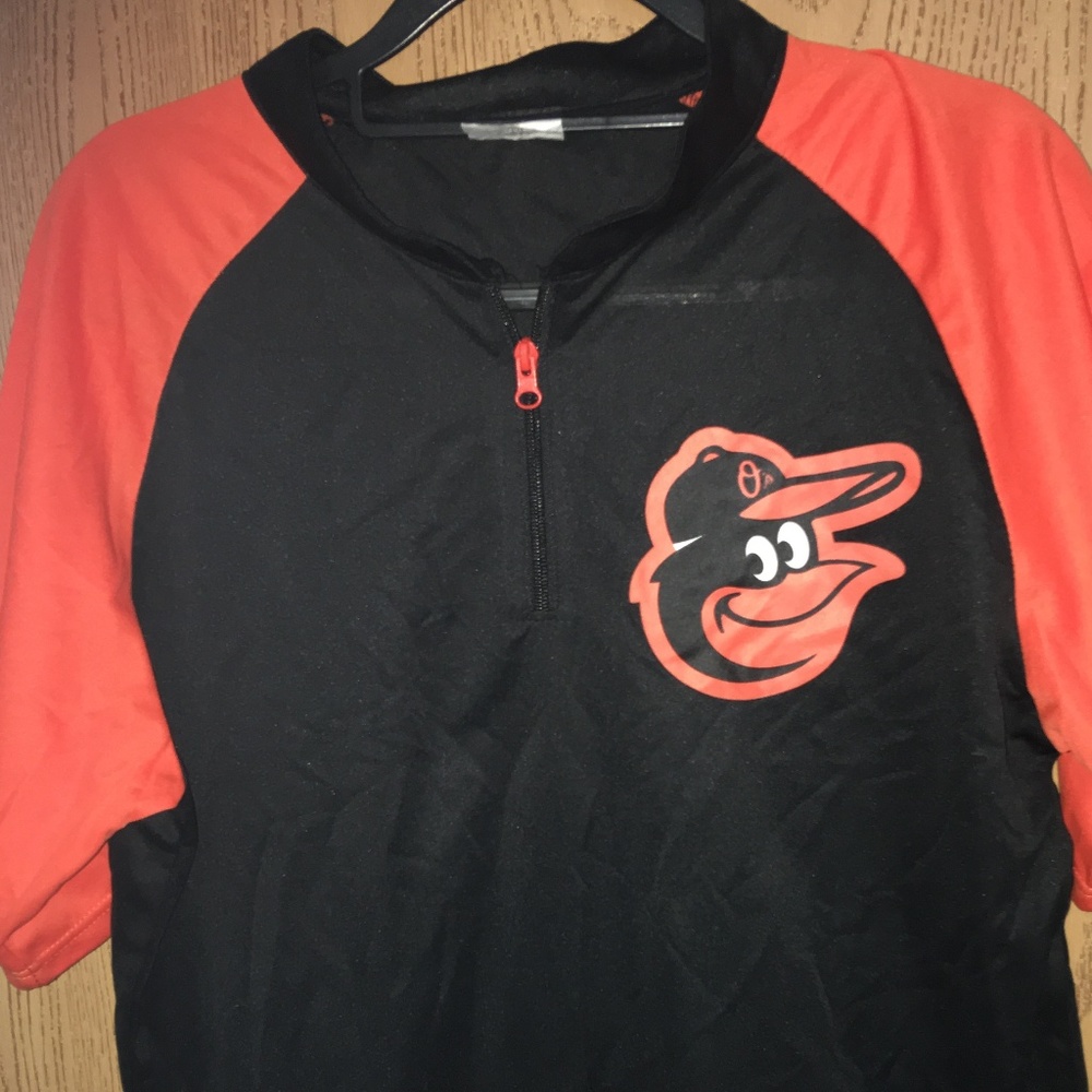 BALTIMORE ORIOLES SS QUARTER ZIP JERSEY SZ MED